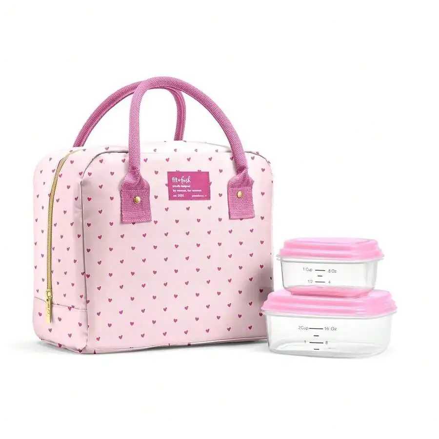 Bloomington Lunch Bag For Women - Insulated Large Lunch Box For Work With Containers, Leak-Resistant, Stain-Resistant, Zipper Cl