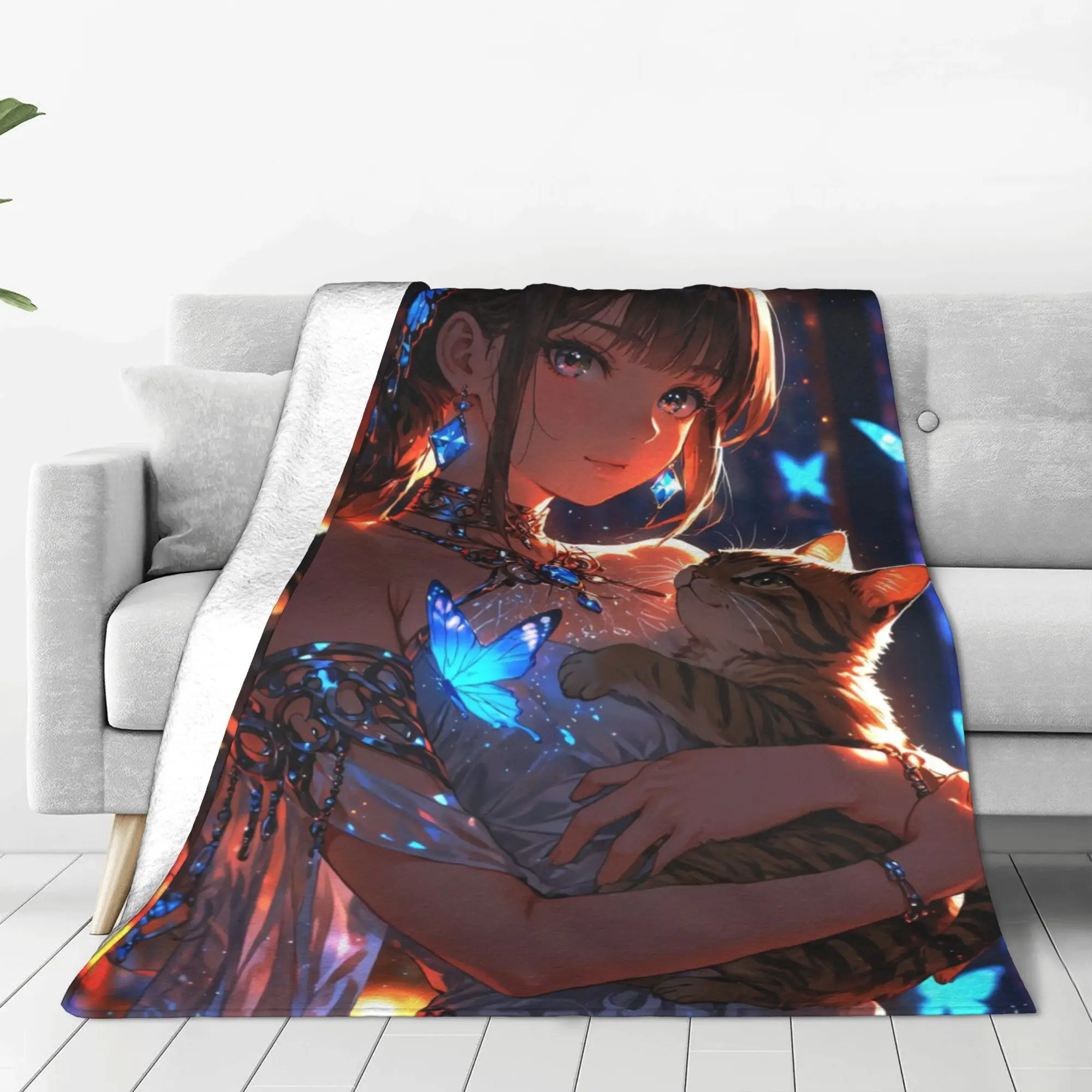 

Flannel Blanket Warm Soft Fluffy Adult Sofa Bed Throw Blanket for Living Room Comfortable Bedspread Outdoor Travel BL 106001