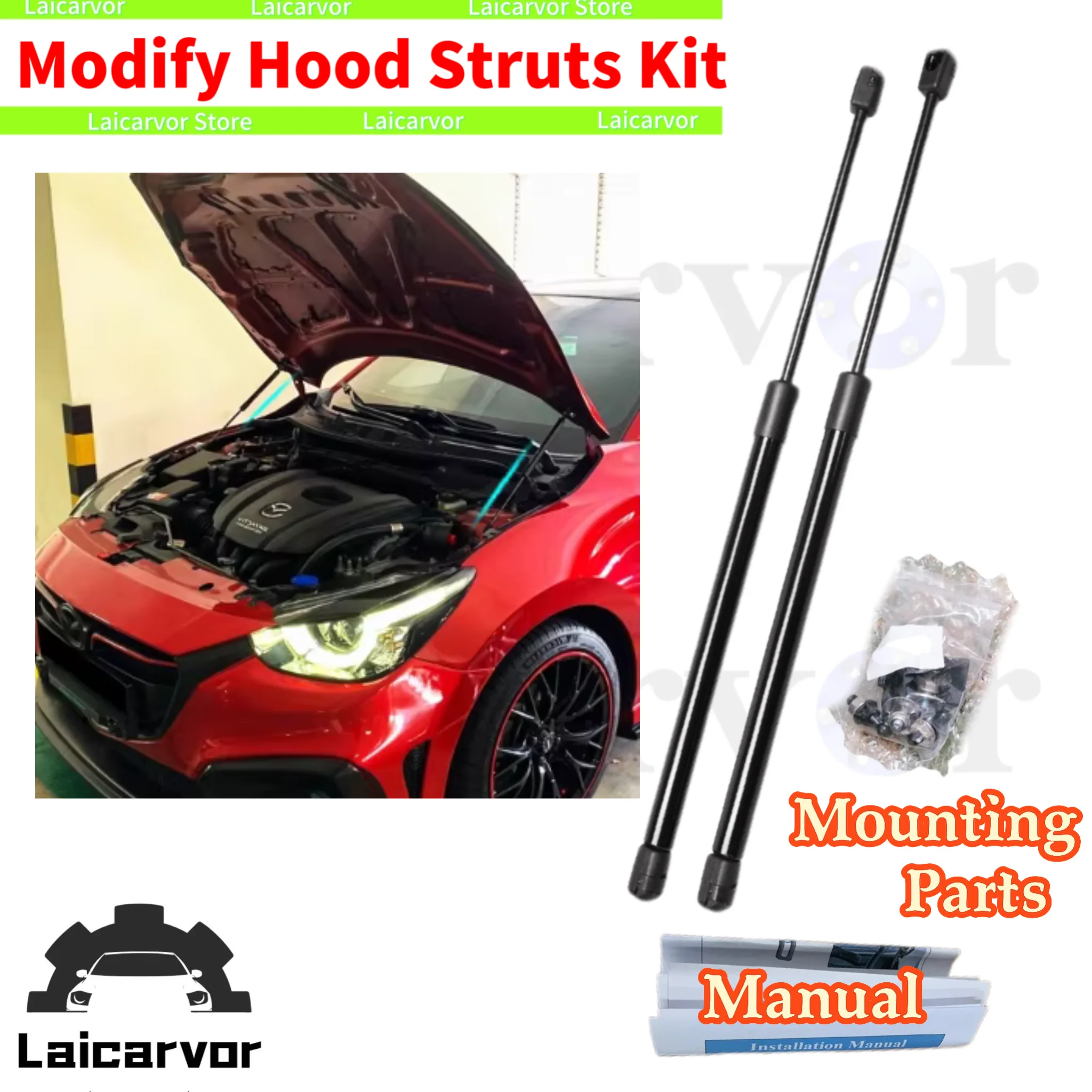 

1 комплект газовых стоек для Mazda2 для Toyota Yaris (XP210) 2022-настоящее время поддержки подъема переднего капота, демпфер, амортизатор, опорные стержни