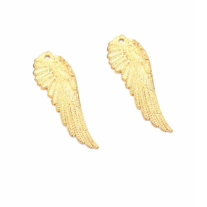 9 pcs free shipping Champagne gold colour charms diy metal  wing pendant for necklace&bracelets jewelry making 51*18 mm D402