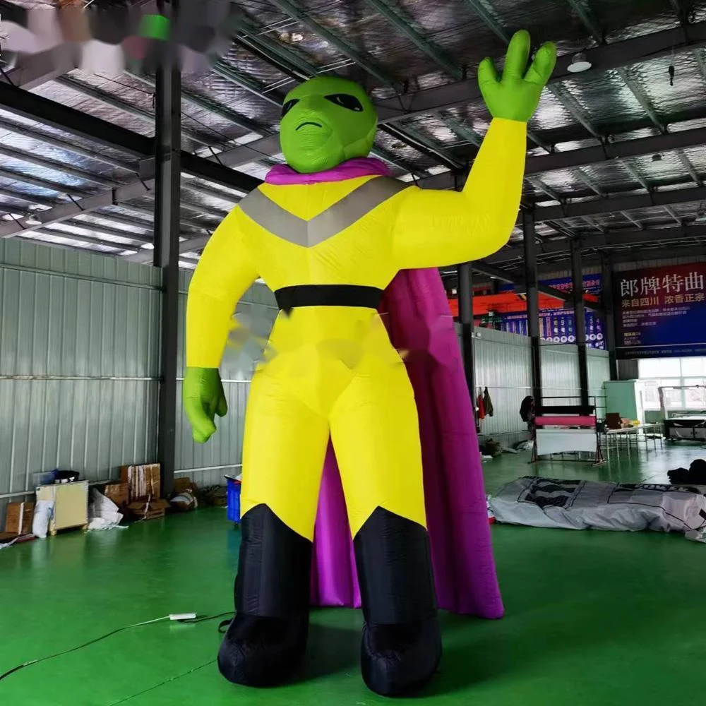 wholesale Custom Giant Inflatable Alien Balloons With Purple Cape Halloween Party Decoration UFO Alien Cartoon