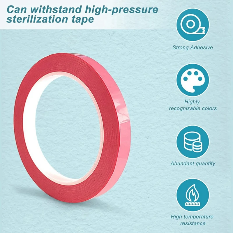 16 Rolls Of Tape For Instruments Identification, 216 Ft/L X 0.4 In/W Colors Autoclave Tape - Autoclavable 270°F(8 Color)