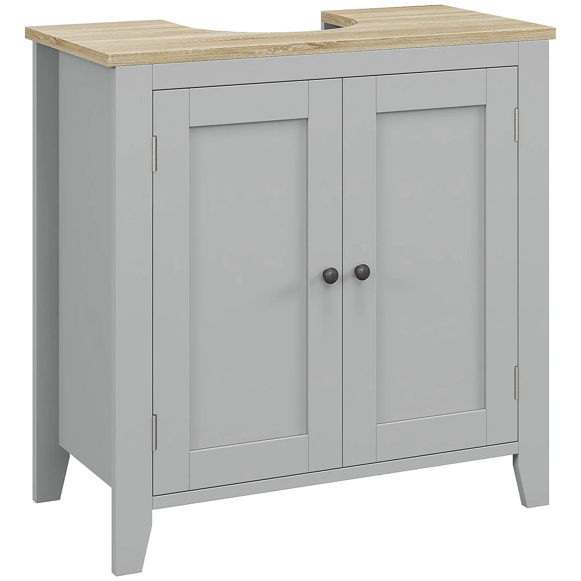 Pedestal Sink Storage Cabinet, under Sink Cabinet with U-Shape and Adjustable Internal Shelf, Gray