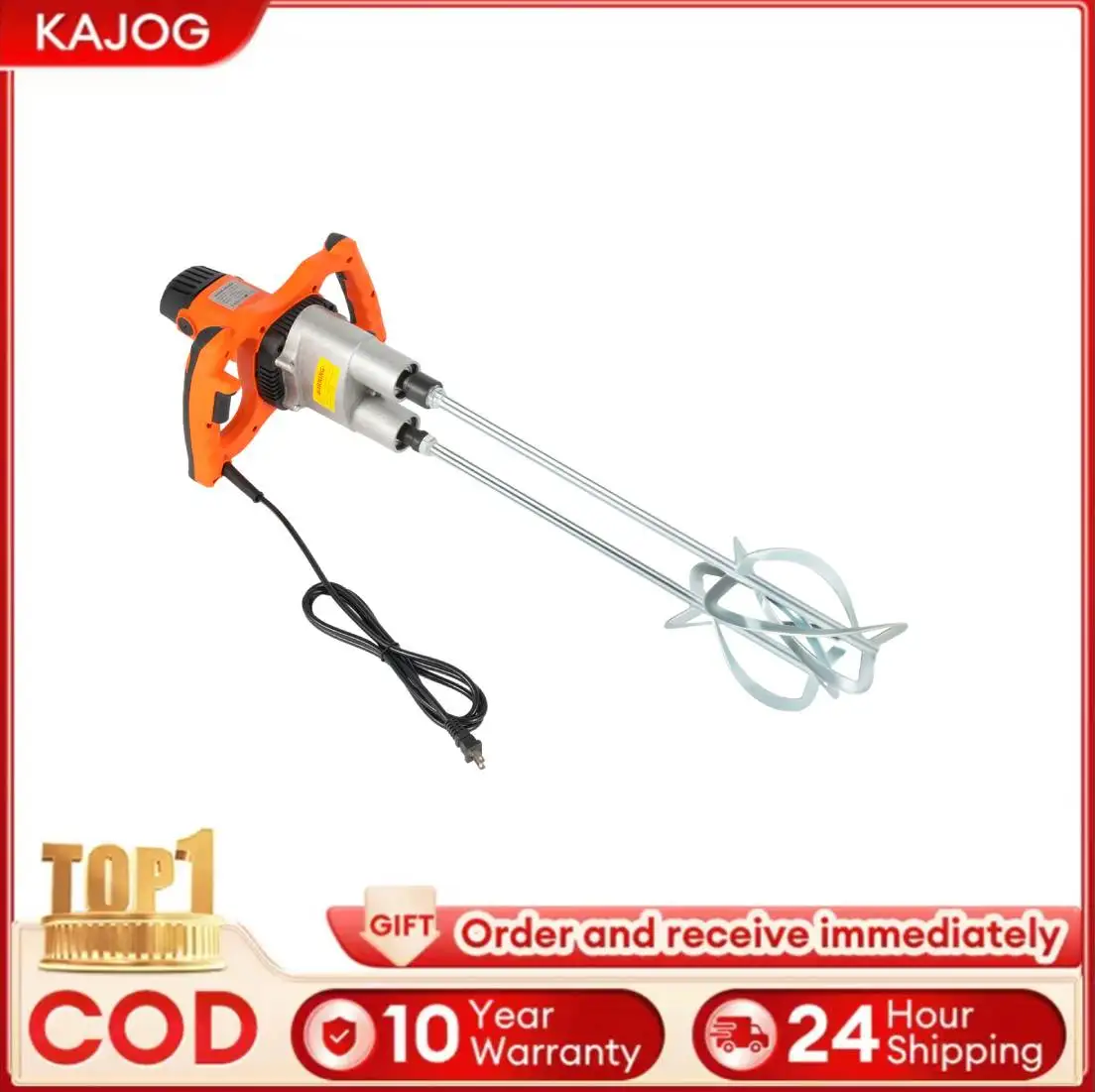

1800W Electric Double bar Concrete Mixer 110V 60Hz Adjustable Speed Control for Drywall Workers Plasterers