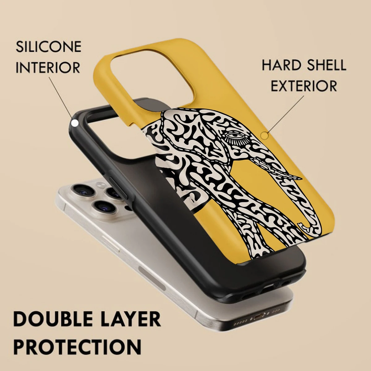 حافظة هاتف مغناطيسية لهاتف آيفون 16ProMax 15 14 13 12 11 16e PRO Plus غطاء مقاوم للصدمات من الأكريليك الصلب الفيل الأصفر Funda #2