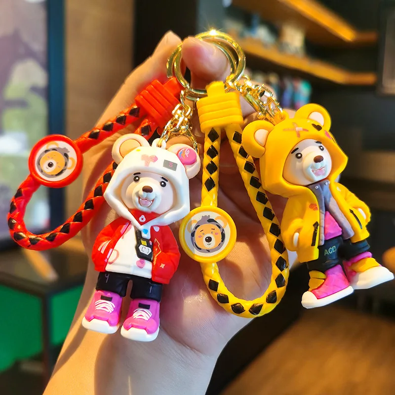 Fashion Trendy Bear Keychain Bear Hoodie Boutique Doll Machine Decoration Girlfriend Gift Toys Anime Cartoon Small Gift Gift
