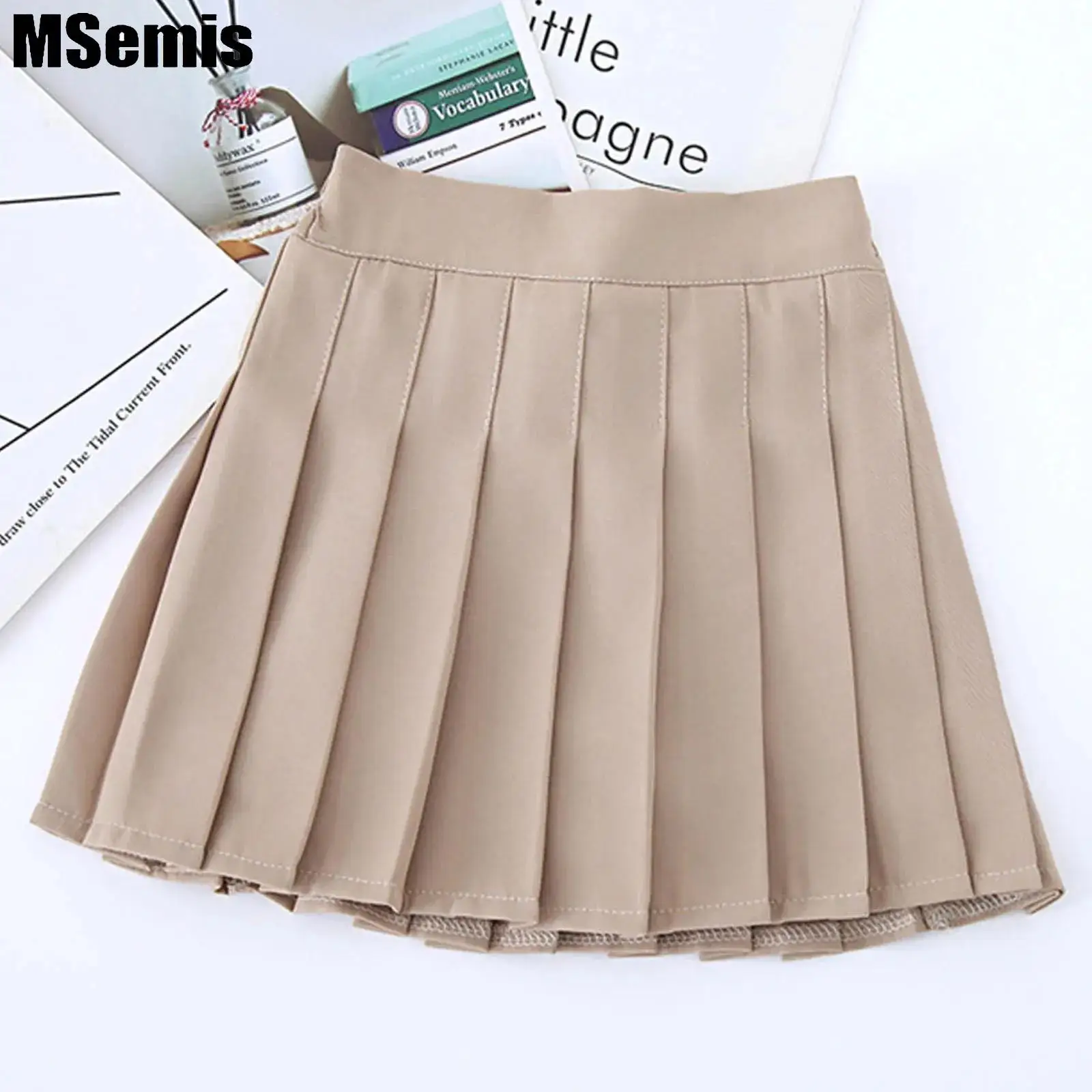 

Kids Girls Casual Pleated Tennis Short Skirt Solid Color Elastic Band High Waist A Line Skater Mini Skirt School Girls Uniform