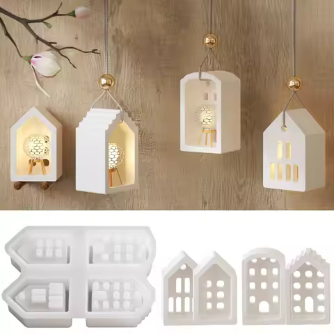 Four Grid Atmosphere Decoration Lighting House Ornament Silicone Molds DIY Gypsum European Style Pendant Resin Mold Handicrafts