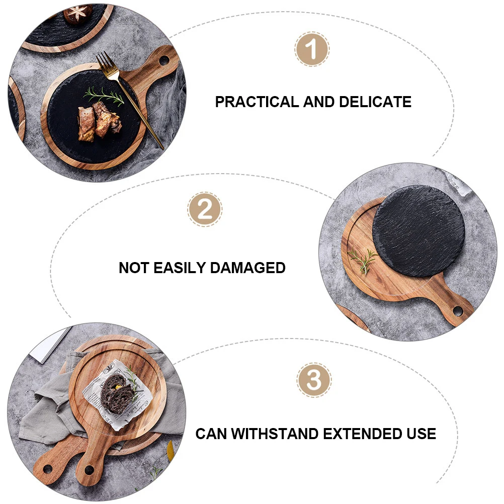 

1pc Wooden Tray Light Finish Bread Pizza Serving Plate For Western Food Sushi Steak Salad Storage Household Decorative