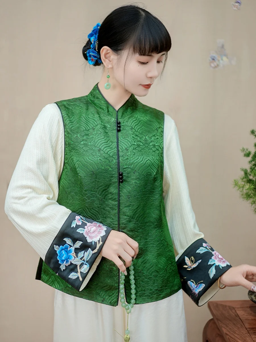 

Жилет Fairy Star Moon с двойным слоем, ручной работы, с верхним слоем из шелка сянъюнь, для повседневной носки, стандартной длины, на молнии