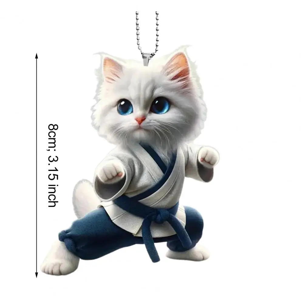 Cat Hanging Decoration Flat Cat Pendant Cartoon Kung Fu Cat Acrylic Ornament for Christmas Tree Car Rearview Mirror - Image 6
