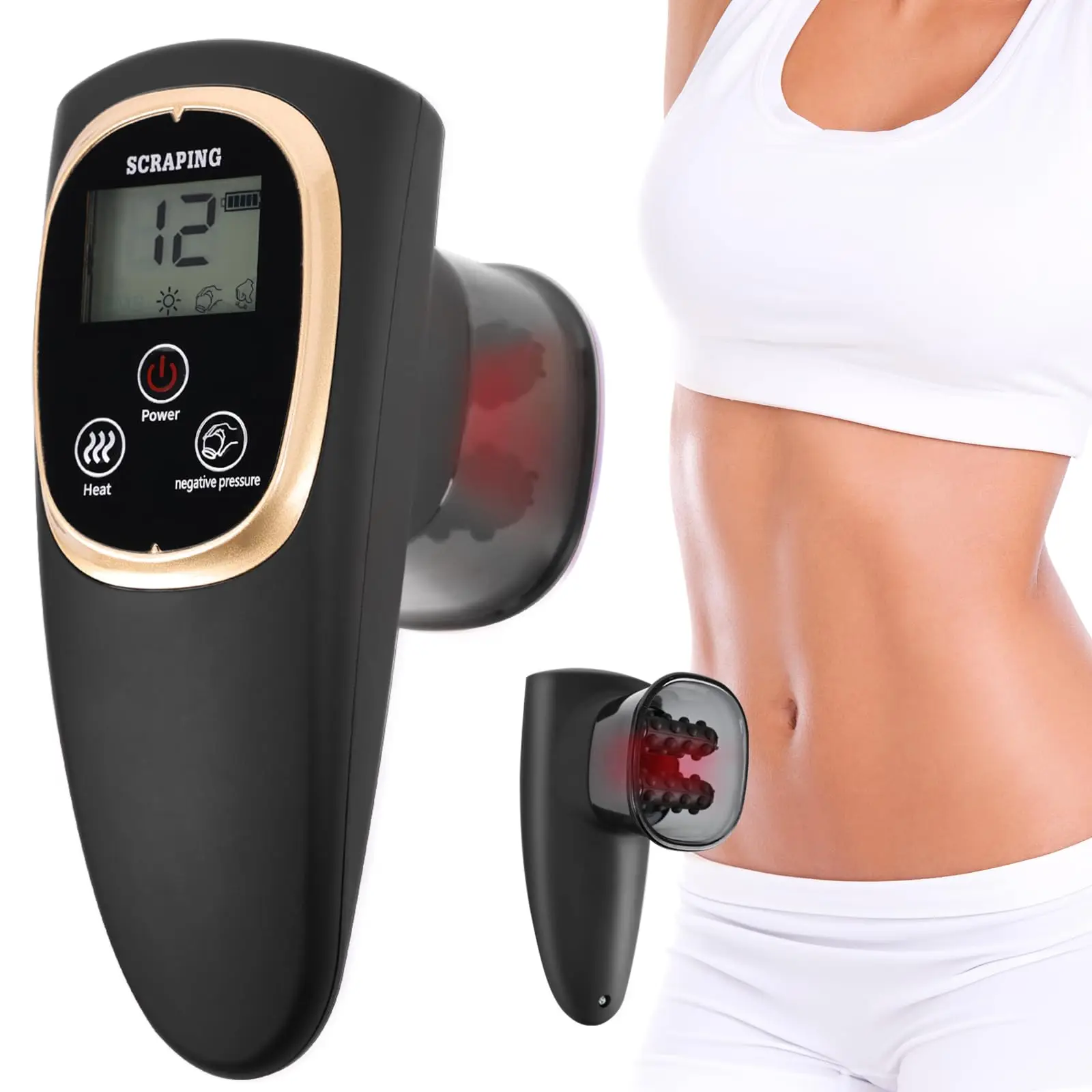 

Умный массажер для баночной терапии, 12 уровней интенсивности всасывания и регулировки нагрева, электрическое устройство для баночного массажа спины, живота, талии