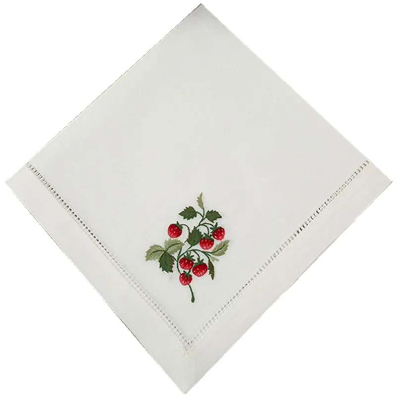 2pcs Simple Natural Hand-embroidered Silk Square American Cotton Embroidery Gift Handkerchief Men's Napkin Souvenir