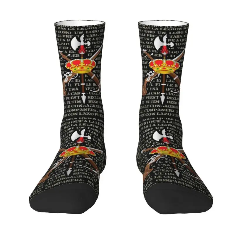 Custom Spanish Legion Mens Crew Socks Unisex Fashion 3D Printed Legi N Espa Ola El Novio De La Muerte Dress Socks