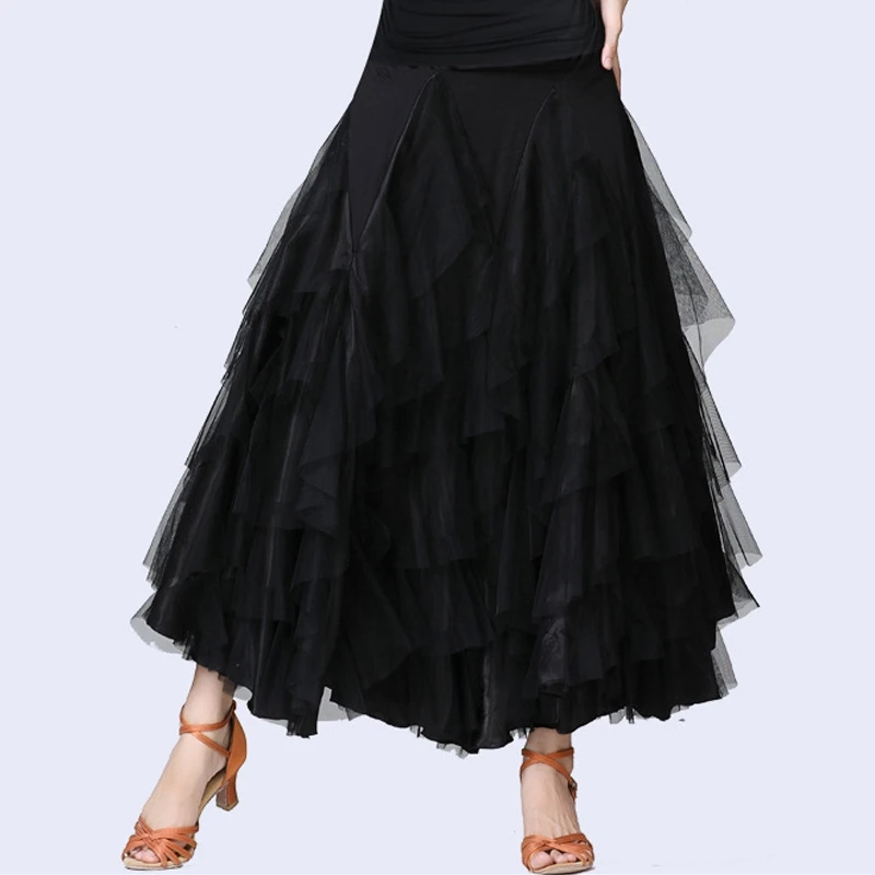 Women's skirt  Dancing Costume Flamenco Waltz Ballroom Dance Skirt Layered Big Swing Spanish Skirts