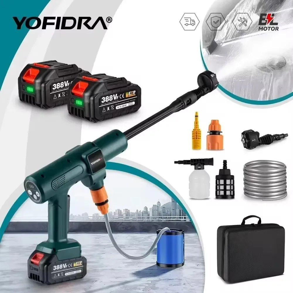 Yofidra 200Bar Brushless Elettrico Pistola Ad Acqua Ad Alta Pressione Giardino Domestico Cordless Strumenti Ricaricabili Per Makita 18V Batteria