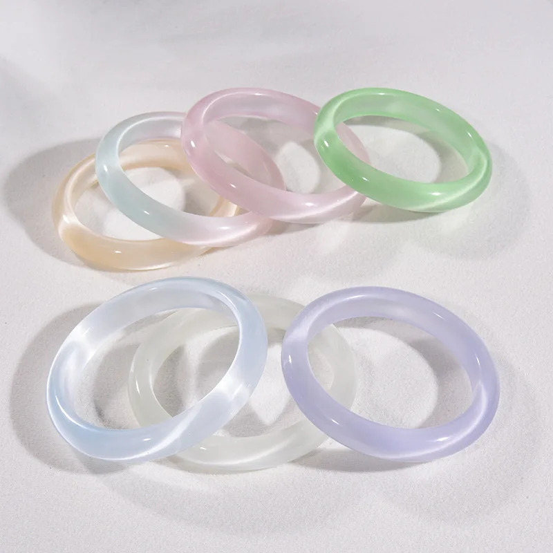 Women's Imitation Jade Cat Eye Stone Bangle Bracelet White Moonlight Chalcedony Style Hand Jewelry Fashion Temperament Accessory