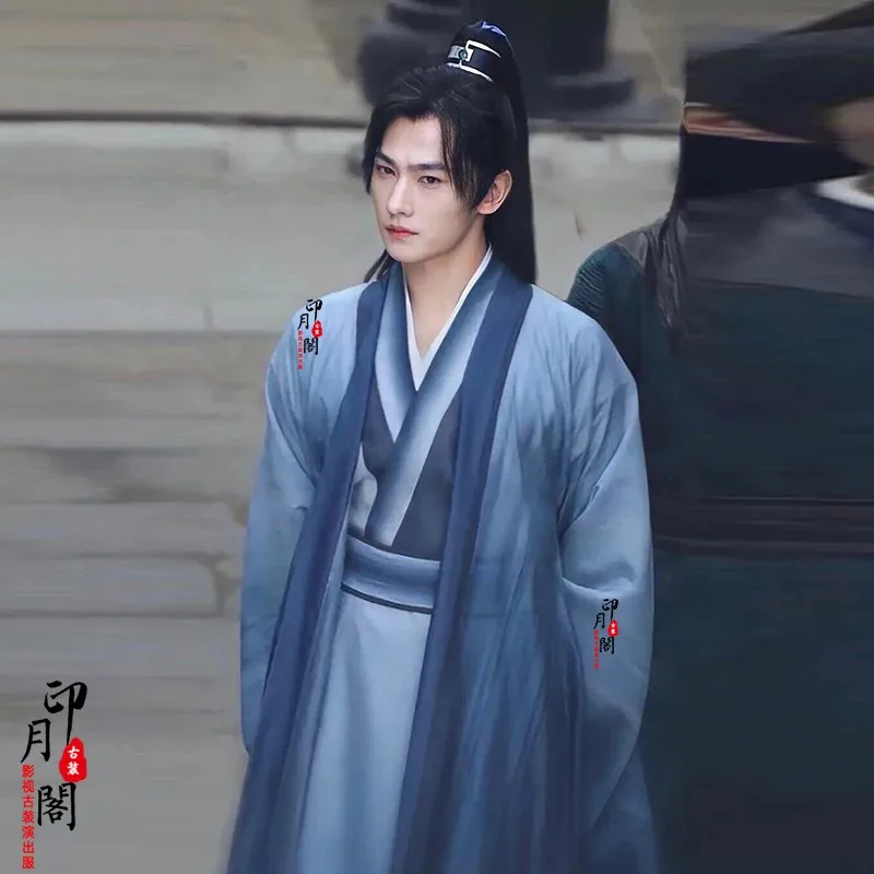 WU01 starożytny drukowanie farbowanie Hanfu chiński tradycyjny okres Weijin odzież oryginalny nieśmiertelny szermierz mężczyźni Cosplay HanfuJk5 *!