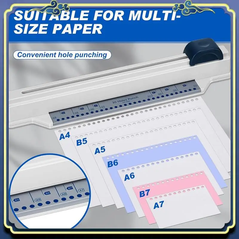 

Portable Binding Hole Punch For Shop Office A4 A5 A6 A7 B5 B7 Paper Scrapbook With 5 Sheet Punch Capacity