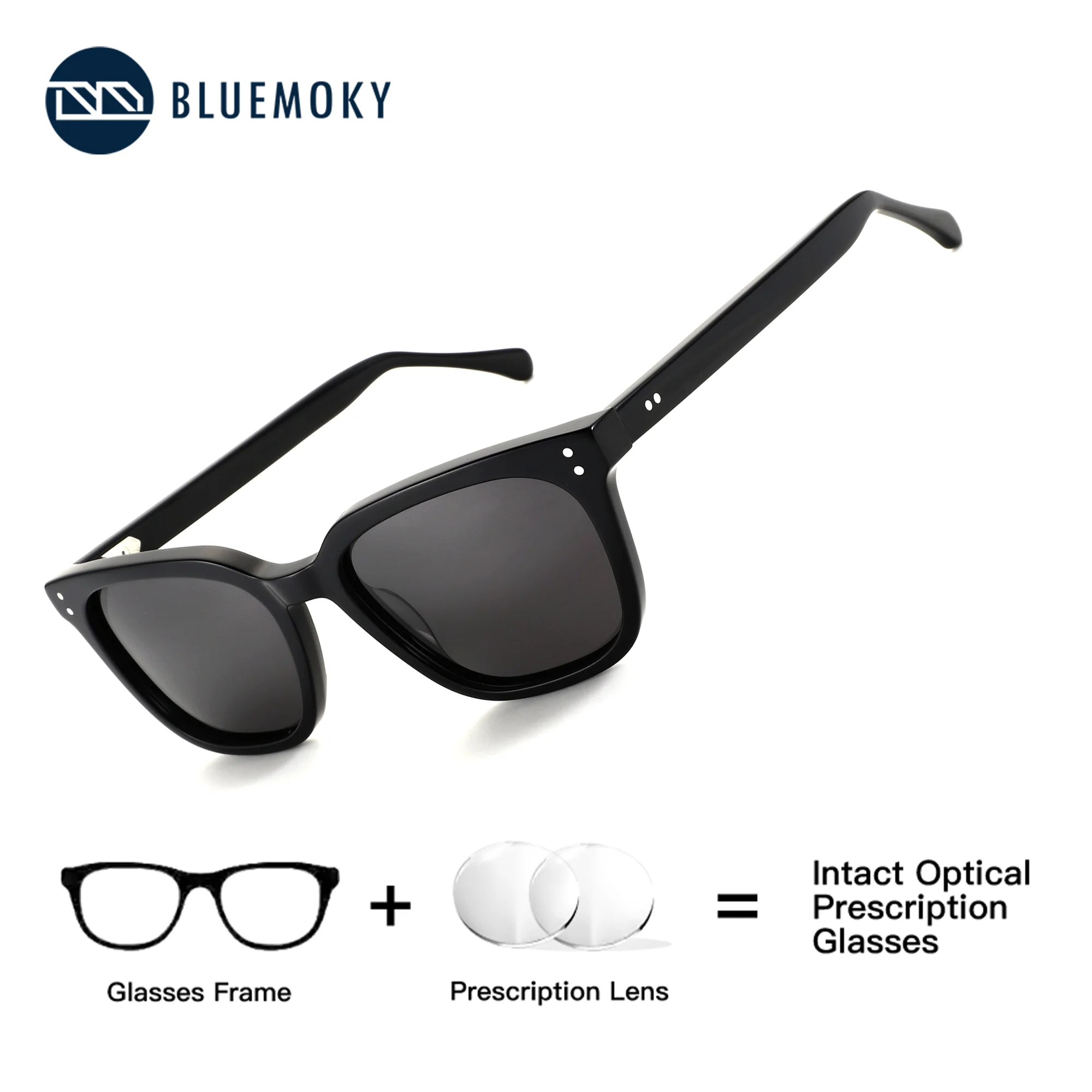 BLUEMOKY Lunettes de soleil carrées de taille M pour femmes, lunettes de prescription unisexes en acétate polarisées UV400, lunettes multifocales progressives