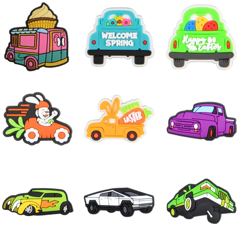 

9pcs Icecream Car Flower Car Shoe Decoration Charms Rabbit Carrot Car Shoe Charms Kids Girls Boys Easter Presents