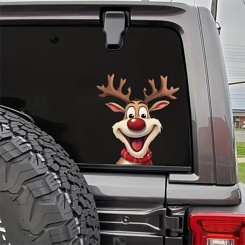 Christmas Reindeer Vinyl Car Sticker Waterproof DIY Decal for Car Window Bumper Trunk Motorcycle Xmas Vehicle Laptop Decor