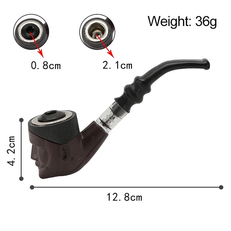 Cigarette Tobacco Pipe Double Purpose Plastic Bent Pipe Engraving Face Iron Pot Cigarette Holder Filter Portable Pipe