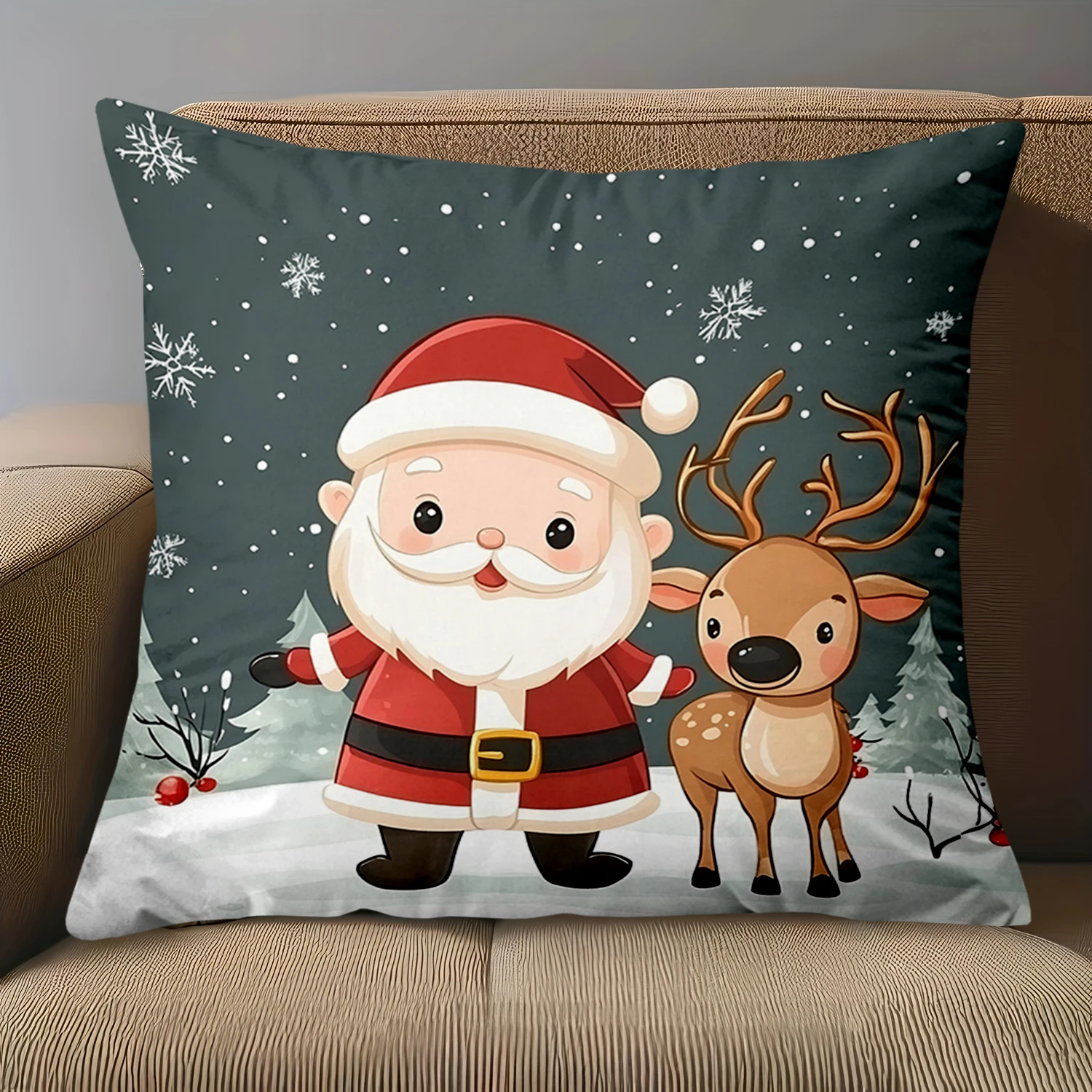 1 Pieces Christmas Santa Claus And Reindeer Decorative Pillows Polyester pillowcase sofa decorative cushion cov Headboard Pillow