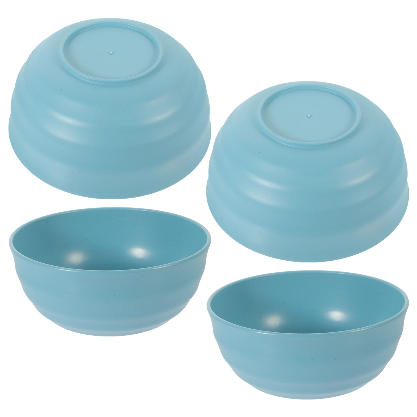 

4 Pcs Straw Bowls 20CM Blue Large Capacity Kitchen Tableware Salad Cereal Soup Household Bowls Dining