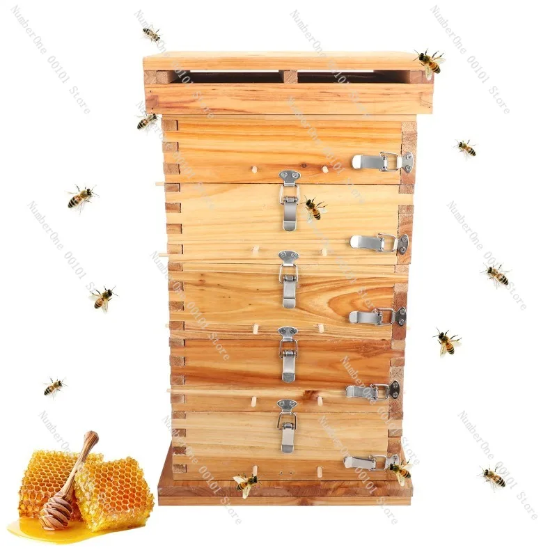 Solid Cedarwood Beehive Box Wax Boiled Chinese Native Bee Breeding Hive Thick Wall Soil Raising Honey Bee House Square Grid