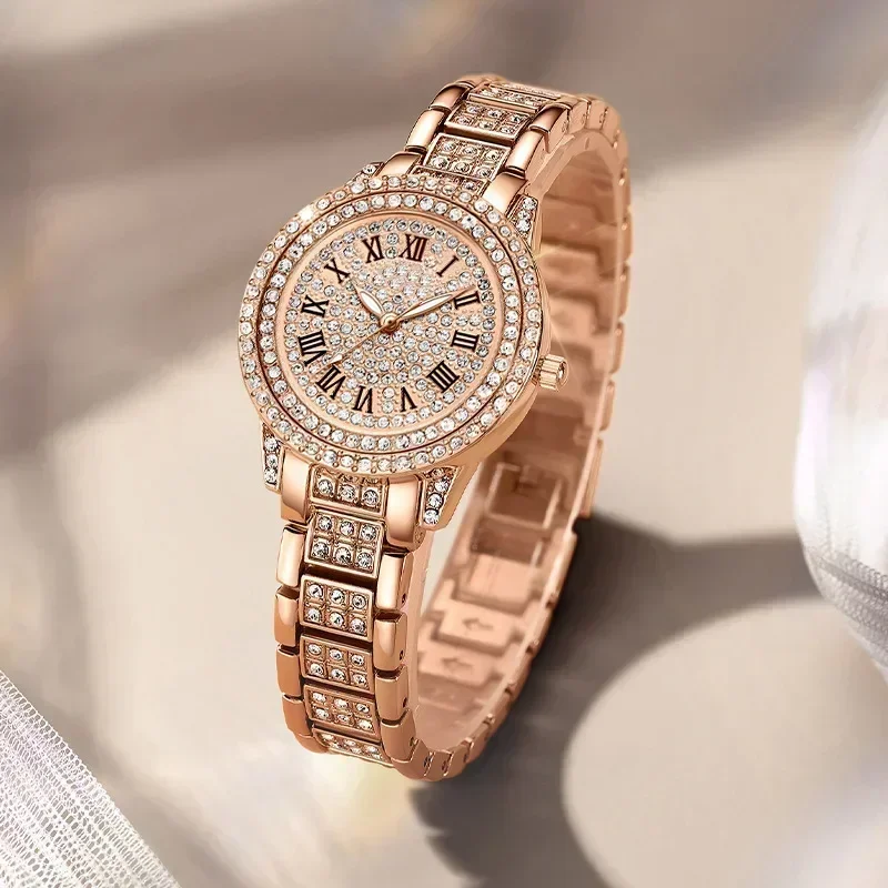 Luxury Women Shiny Bracelet Watches Fine Zircon Mechanical Lady Wristwatches Fashion Folding Watches Buckle Watch Reloj Mujer