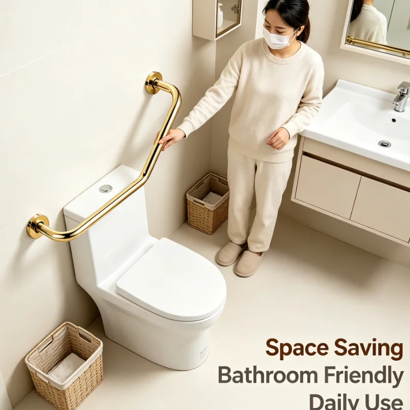 Curved Bathroom Safety Grab Bar Wall Mounted Non Slip Assist Handle For Shower Bathtub Toilet Stability Support