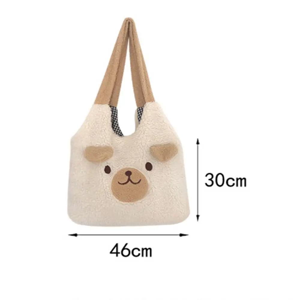 Bolso de hombro de tela de peluche de lona suave, bolso de mano de oso, bolso de hombro