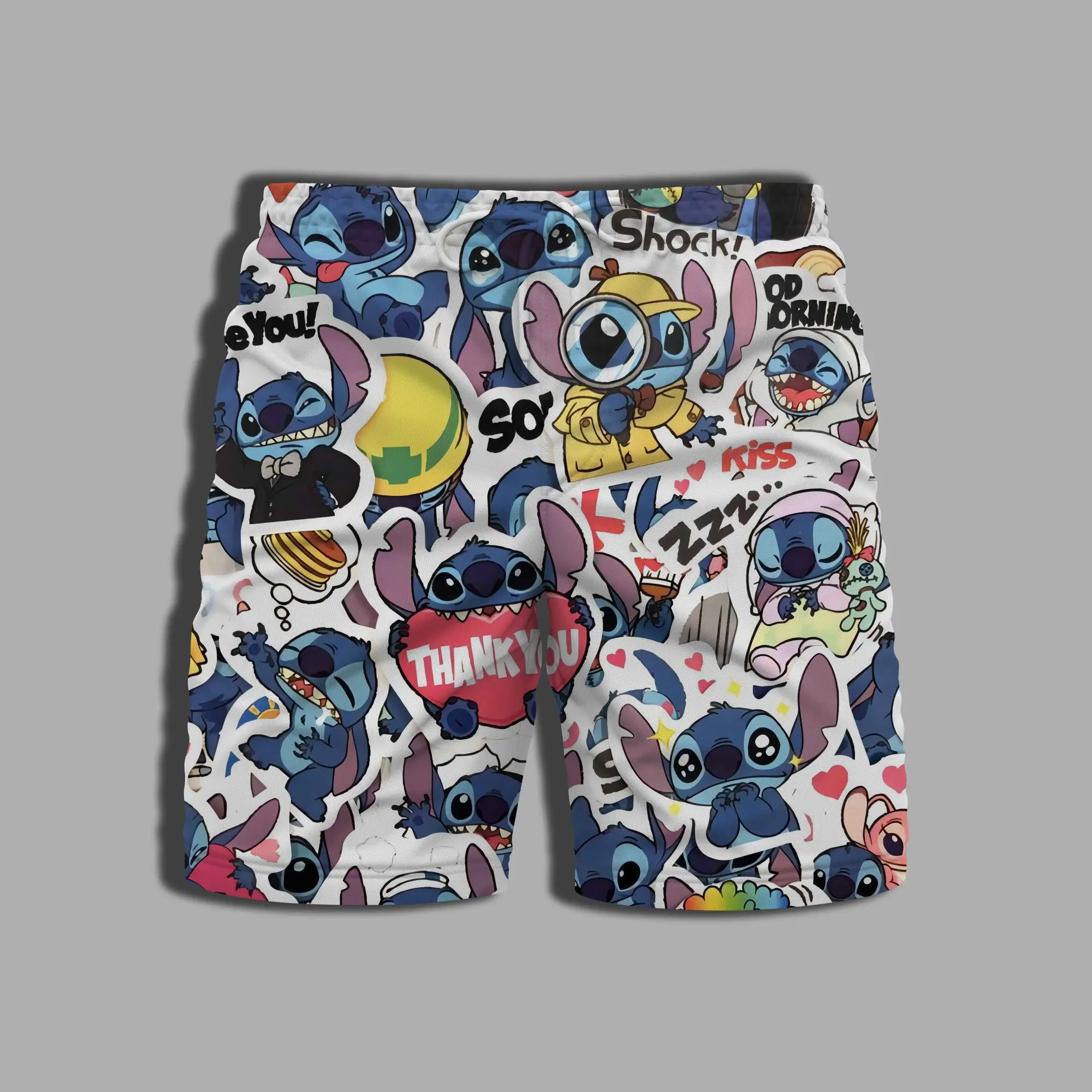 Pakaian renang pria, baju renang pantai, Gym, celana pendek untuk wanita, pakaian mandi pria musim panas, celana Disney, motif Stitch