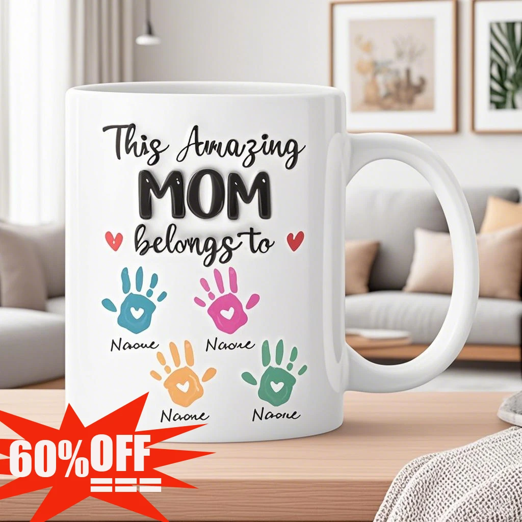 

Custom 3D Relief Handprint Ceramic Coffee Mug for Mom Mothers Day Gift Family Souvenir Up to 6 Kids Handprints Cup Drinkware