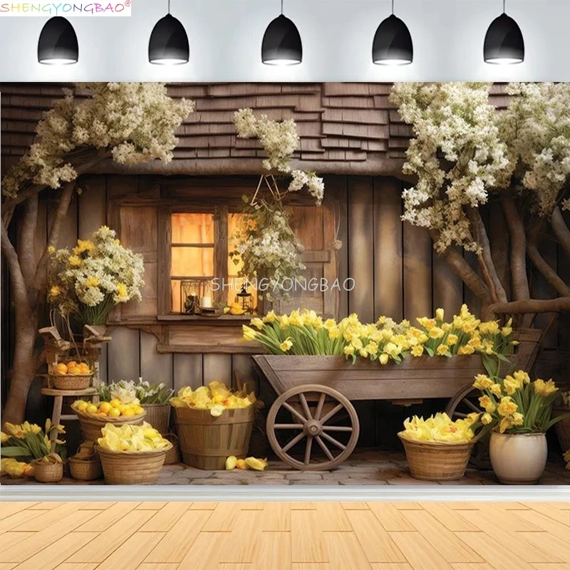 

Easter Party Decoration Spring Garden Children's Photography Props Rabbit Colorful Eggs Newborn Portrait Shoot Background FH-08