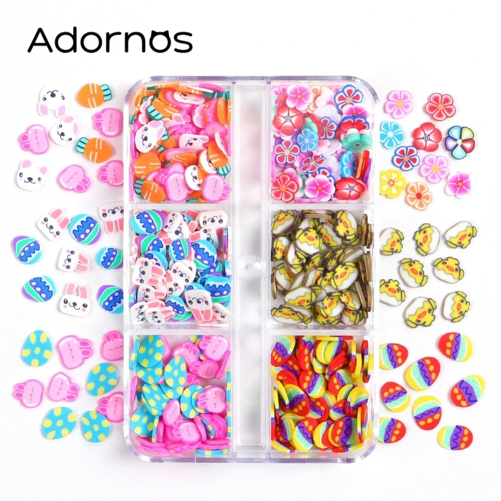 Mixed Easter Egg Cartoon Rabbit Polymer Clay Slices Sprinkles Slime Mold Resin Filler Accessories DIY Crafts Art Manicure Decor