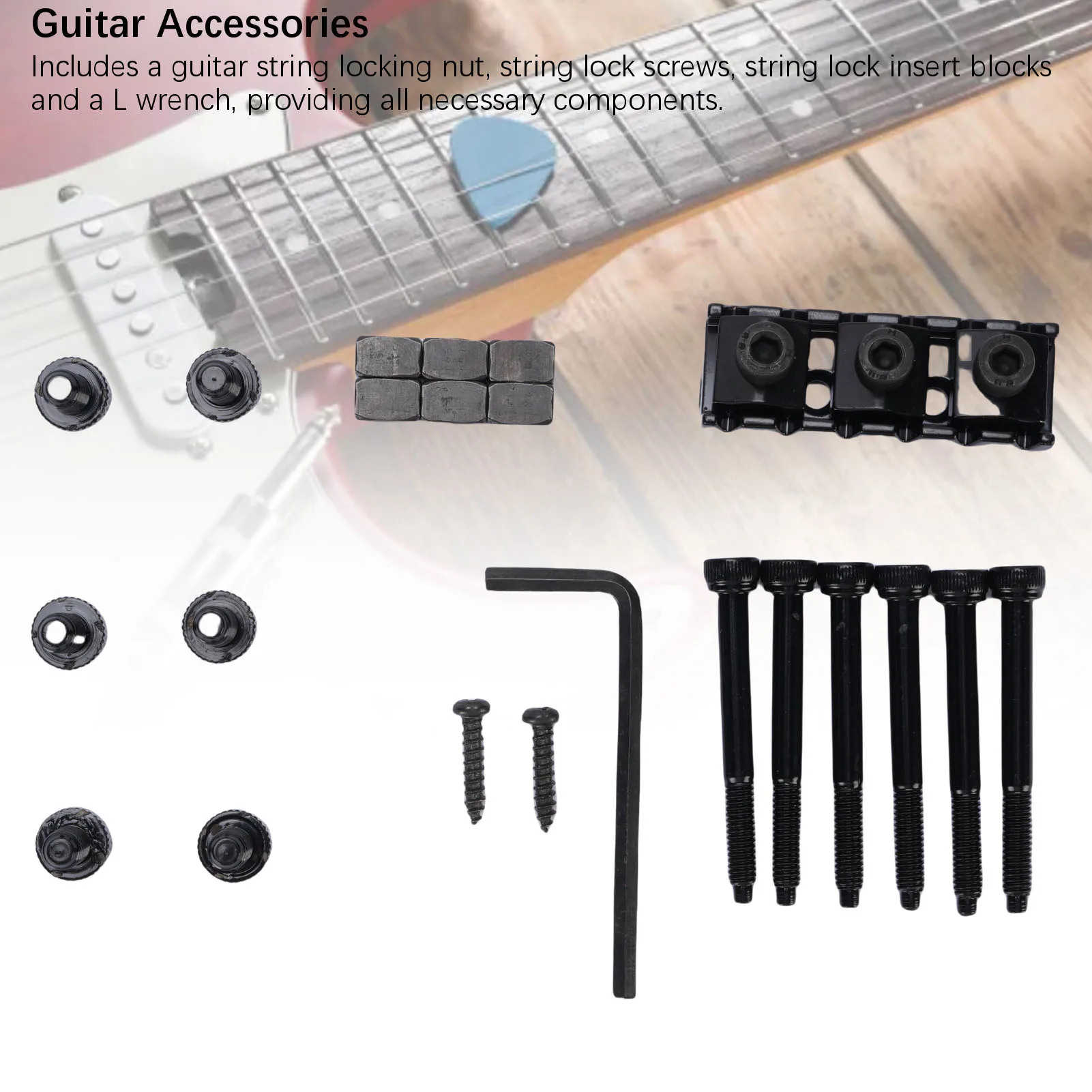 

Стопорная гайка для гитарной струны и стопорные винты для струн Вставные блоки Регулировка высоты Точная посадка Аксессуары для крепления электрогитары