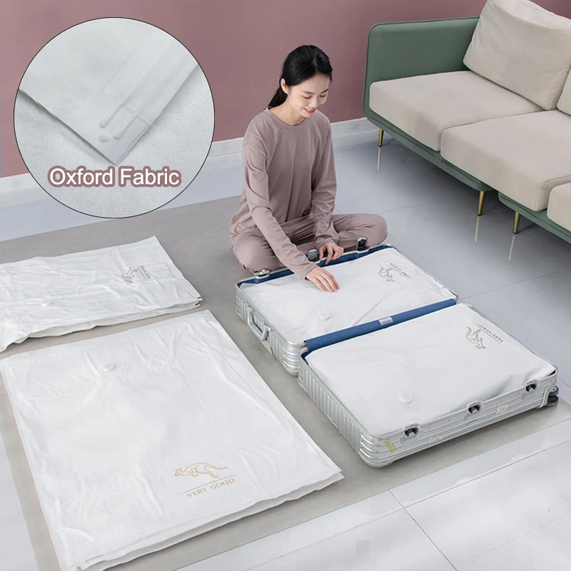 

New Oxford Fabric Vacuum Storage Bag with Valve Folding Compressed Bag Space Saving Storage for Clothes Towel Blanket