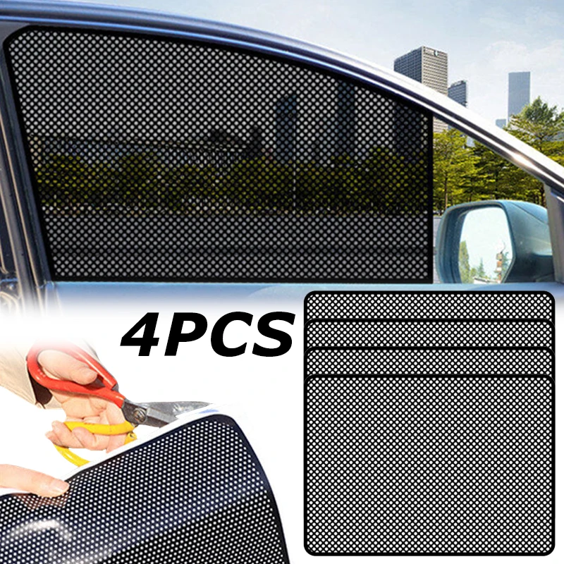 2/4Pcs Car Personality Sunshades Stickers with Small Hole Black PVC Side Window Sunshade Cover Auto Accessories Exterior 42x38cm