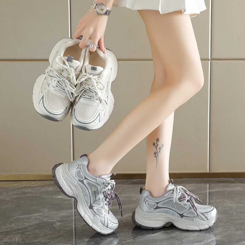 2026 New Fashion Women's Breathable Platform Dad Shoes - Versatile Trendy Casual Sports Running Shoes for Students view 6