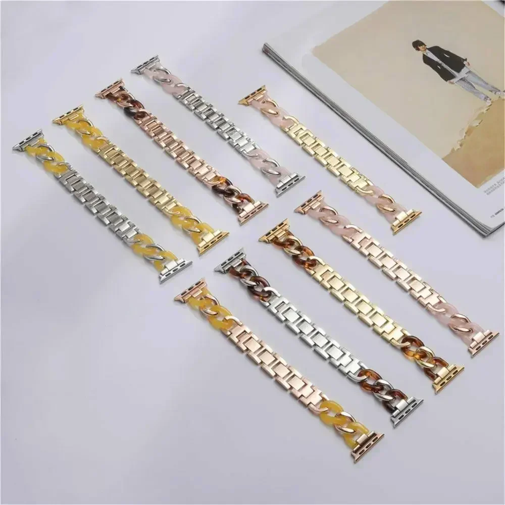 Stainless Steel Band For Apple Watch Series Ultra 2 49mm 11 10 9 8 7 6 5 4 SE Fashion Resin Bracelet 45mm 41mm 44mm 40mm 42/46mm