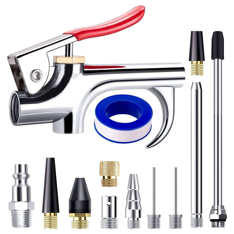 13 Pcs 2-Way Connection Air Nozzle Blow Tool Set, With 1/4 In Standard Quick Fitting For Air Inflation And Dedusting Spare Parts