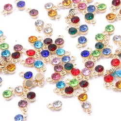 30Pcs 4*6mm 12 Color Mini Small Crystal Metal Rhinestone Charms For Jewelry Making DIY Bracelet Necklace Accessories Findings