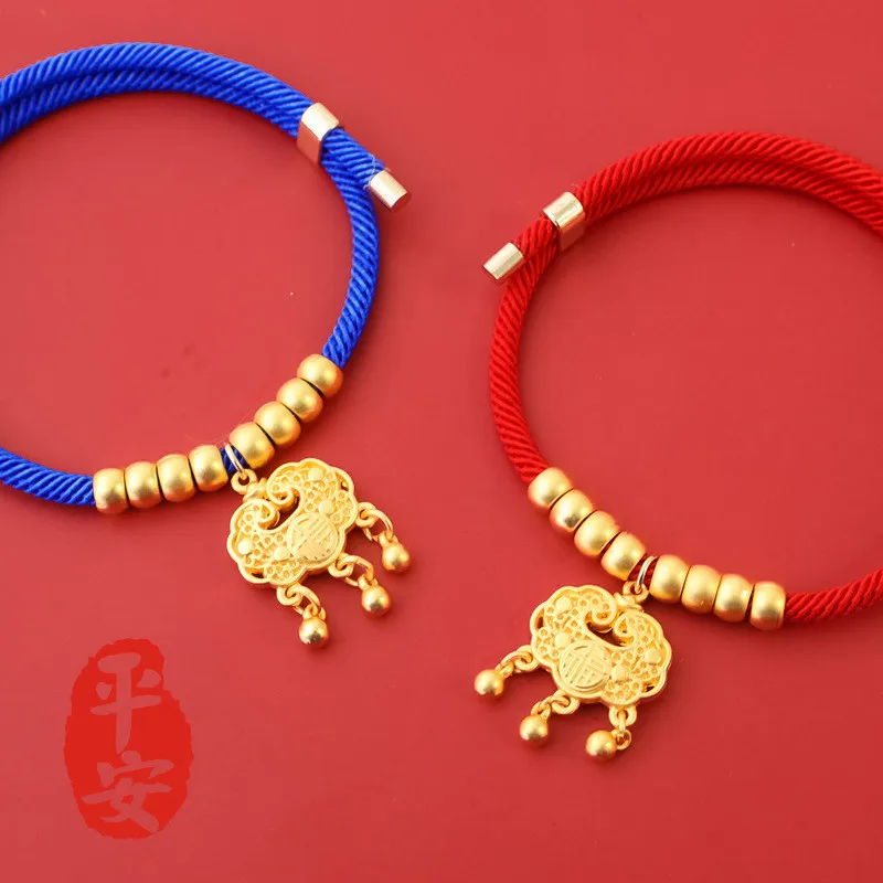 

New Pet Weave Longevity Golden Lock Cat Necklace Dog Bell New Year Cat Jewelry Adjustable Handmade Cat Collar Pet Accessories