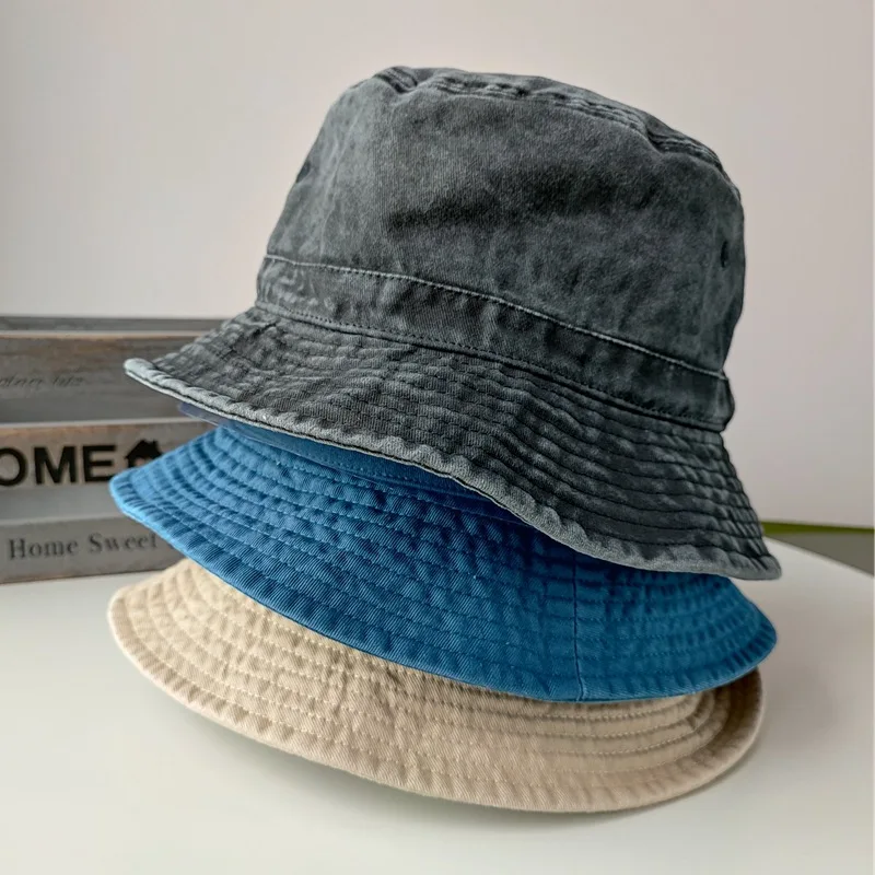 Sombreros de cubo Extra grandes XXL para hombres y mujeres, gorras de pesca Vintage lavadas con piedra de algodón de gran tamaño, cabeza grande, al