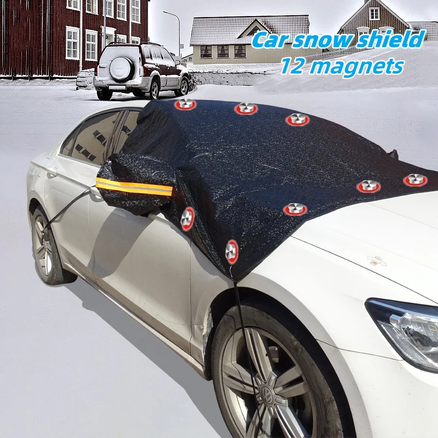 

Universal Car Windshield Cover for Ice And Snow Windproof Window Guard with Magnetic Reflective Strips Front Window Protection
