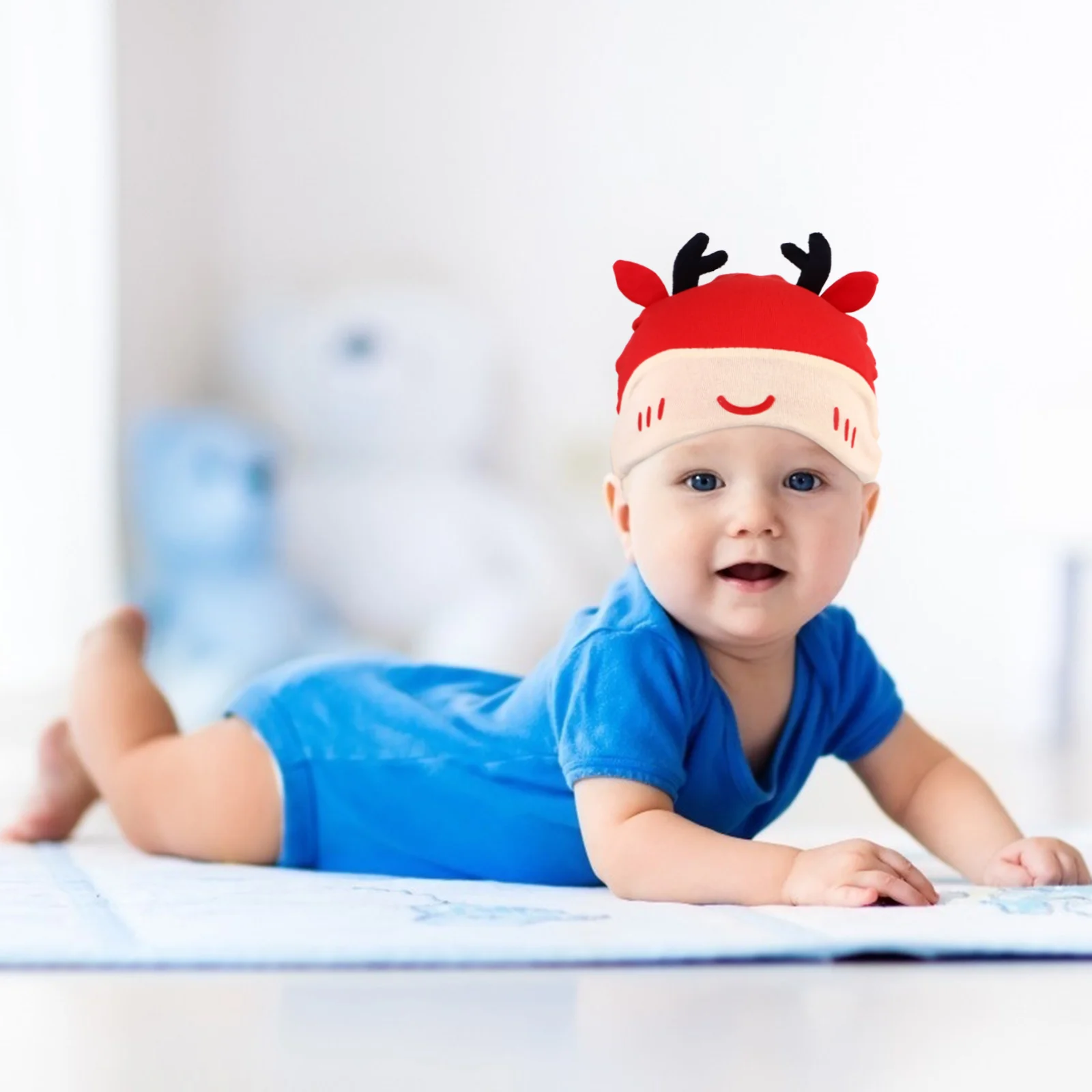 

Детская рождественская шапка с оленем, шапочка, теплая шапка для младенцев до 8 месяцев, милая треугольная папка, модные подарки для фотографий, прочный