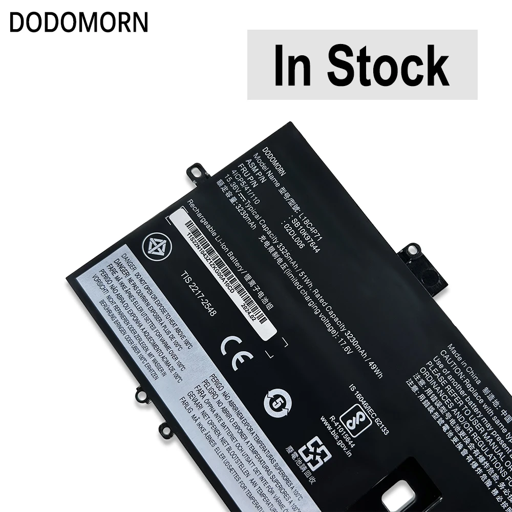 Imagem -04 - Dodomorn L18c4p71 Bateria do Portátil para Lenovo Thinkpad x1 Yoga 4ª Geração x1 Yoga2023 Gen Sb10k97644 L18l4p71 L18m4p72 Sb10t83173