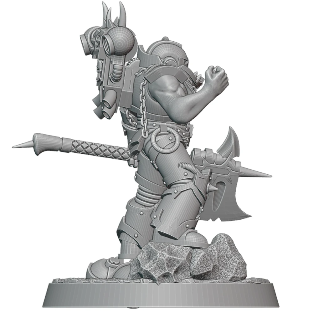 55mm 3d Print Model KitChaos blacksmith Warrior Miniature Model Kit DIY Resin Figure Toys for Hobbyists and Collectors
